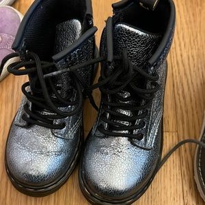 Dr Marteens metallic light blue silver boots worn 1X!!
